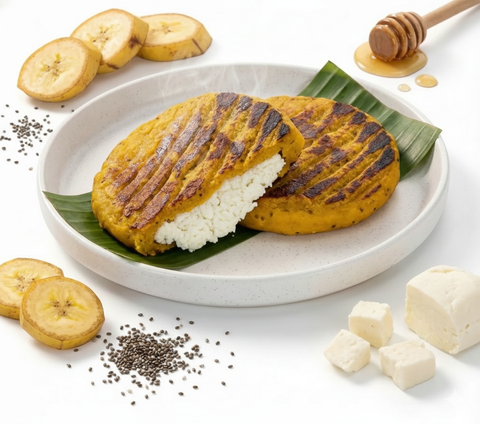 Arepas de Plátano con Chía y Búfala