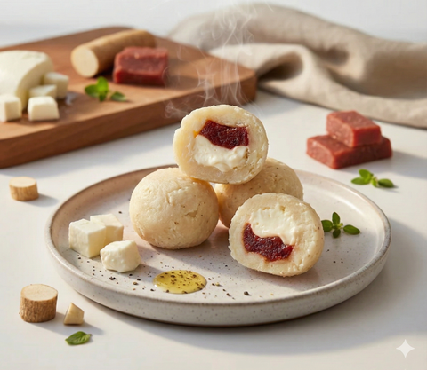Bolitas de Yuca: Queso de Búfala y Bocadillo