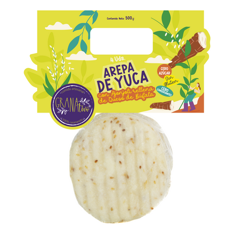 Arepa de Yuca con Ajonjolí y Queso de Búfala