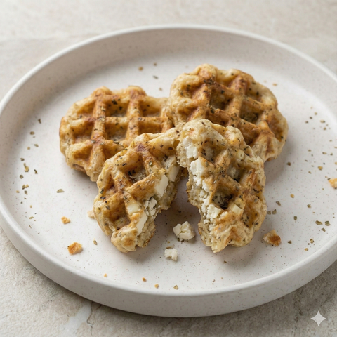 Yucuadros: Waffles de Yuca con Orégano y Queso de Bufala